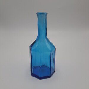 Vintage Wheaton NJ Blue Glass Bottle Hexagonal Collectible